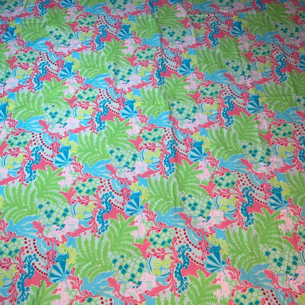RARE HTF EUC Lilly Pulitzer For Garnet Hill Twin Duvet Cover & 2 shams gecko